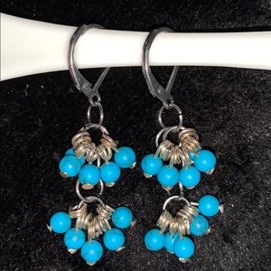 🌏New HANDMADE turquoise dangly earrings🌏